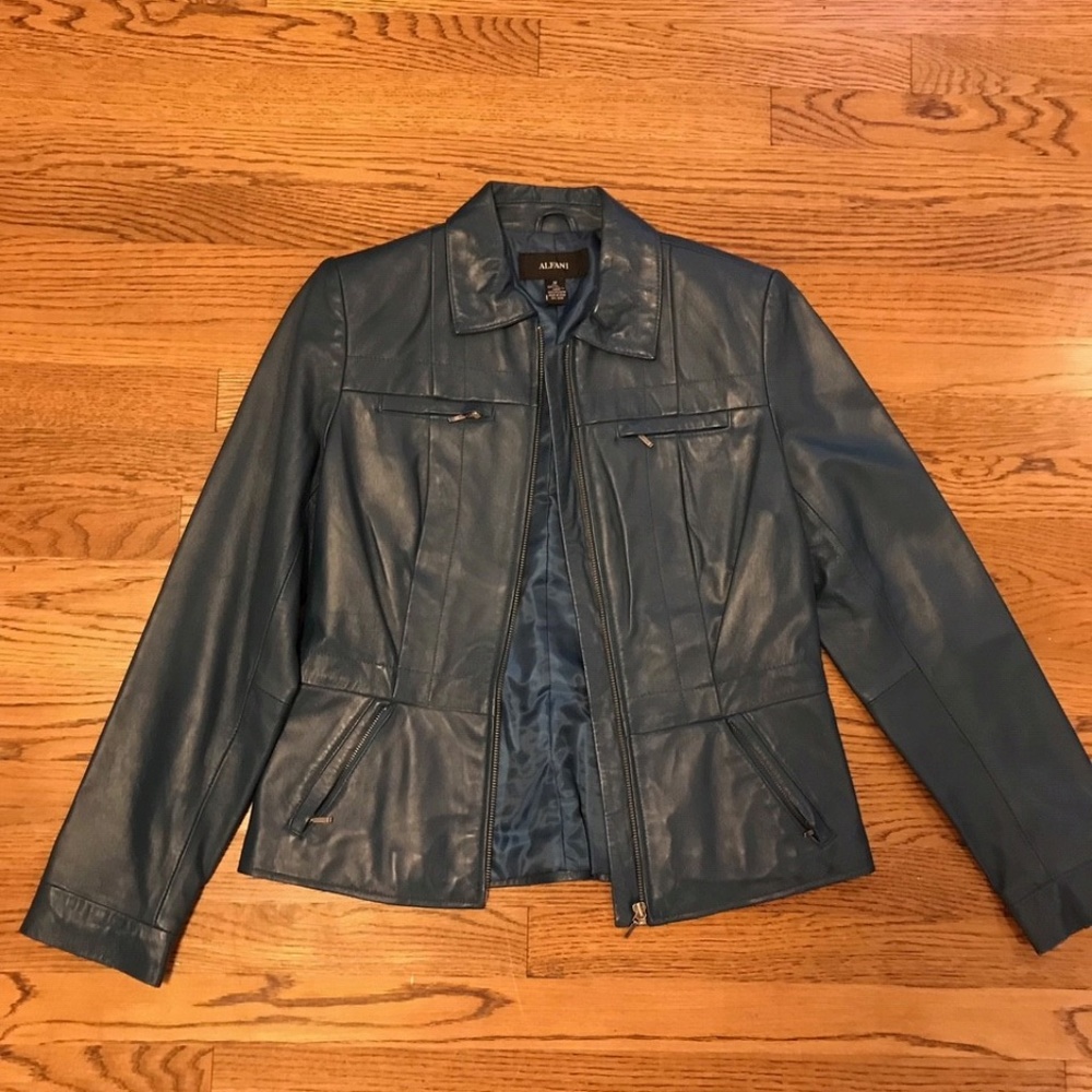 Alfani Blue Leather Jacket